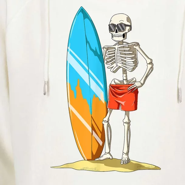 Surfing Skeleton Halloween Surf Lovers Gift Womens Funnel Neck Pullover Hood