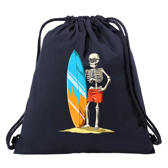 Surfing Skeleton Halloween Surf Lovers Gift Drawstring Bag