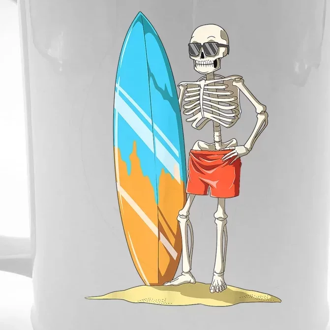 Surfing Skeleton Halloween Surf Lovers Gift Front & Back Beer Stein