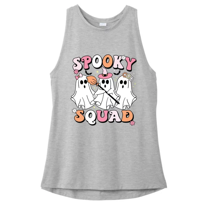 Spooky Squad Halloween Ghost Costume Retro Groovy Ladies Tri-Blend Wicking Tank