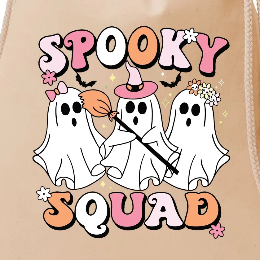 Spooky Squad Halloween Ghost Costume Retro Groovy Drawstring Bag