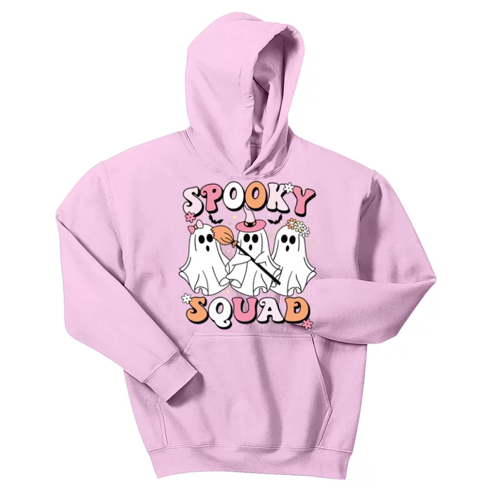 Spooky Squad Halloween Ghost Costume Retro Groovy Kids Hoodie