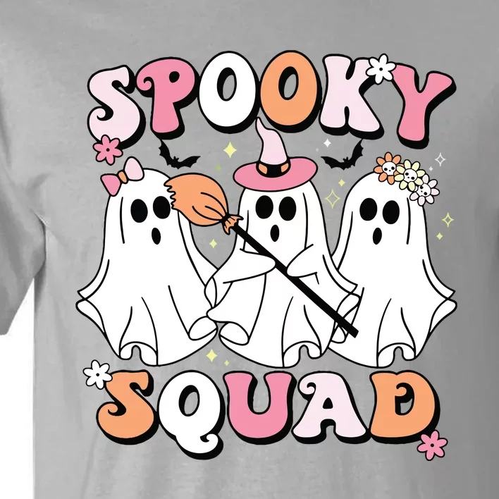 Spooky Squad Halloween Ghost Costume Retro Groovy Tall T-Shirt