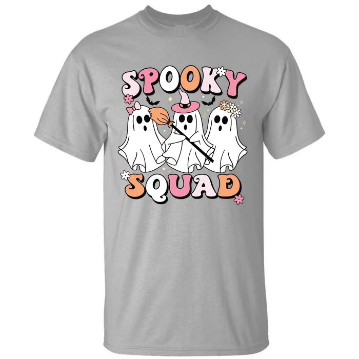 Spooky Squad Halloween Ghost Costume Retro Groovy Tall T-Shirt