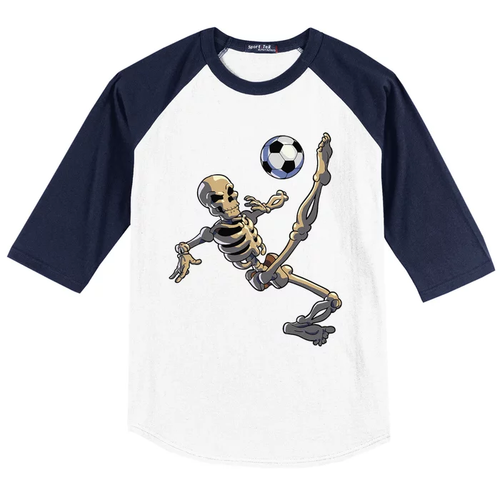 Soccer Skeleton Halloween Funny Soccer Player Halloween Cute Baseball Sleeve Shirt