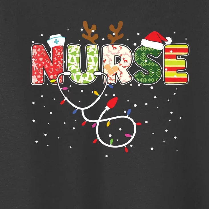 Stethoscope Santa Hat Reindeer Xmas Christmas Nurse Toddler T-Shirt