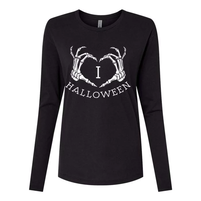 Spooky Skeleton Heart Embrace the October Spirit Womens Cotton Relaxed Long Sleeve T-Shirt