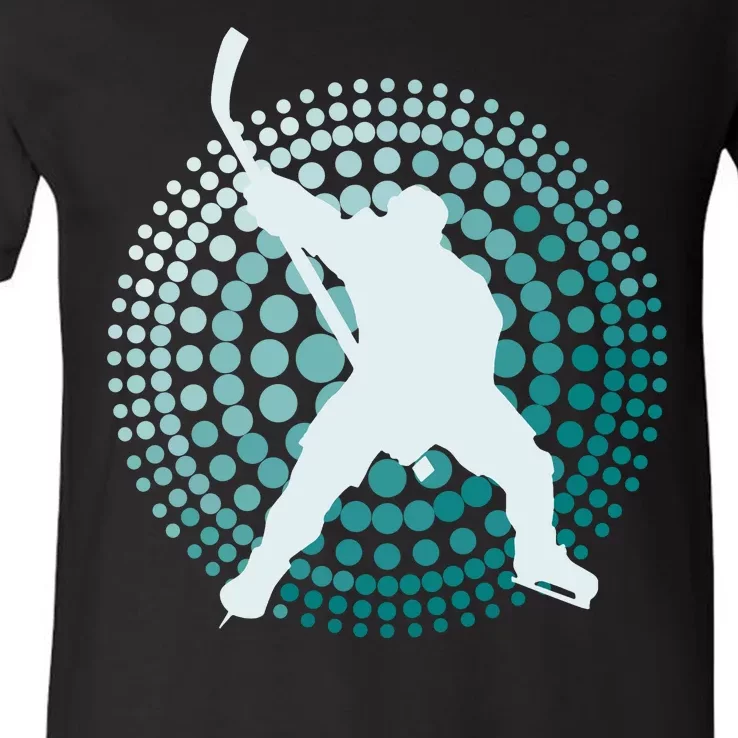 Slap Shot Hockey Lovers Spiral Design V-Neck T-Shirt