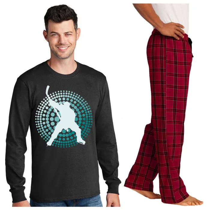 Slap Shot Hockey Lovers Spiral Design Long Sleeve Pajama Set