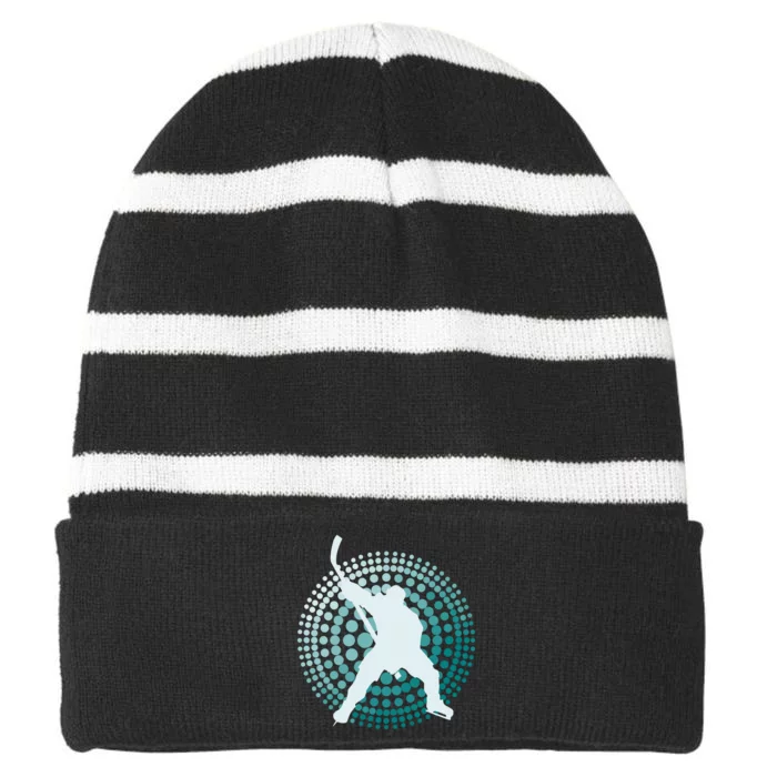 Slap Shot Hockey Lovers Spiral Design Striped Beanie with Solid Band