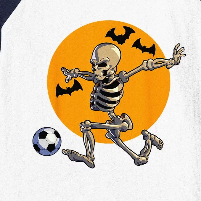 Soccer Skeleton Halloween Funny Soccer Player Halloween Baseball Sleeve Shirt