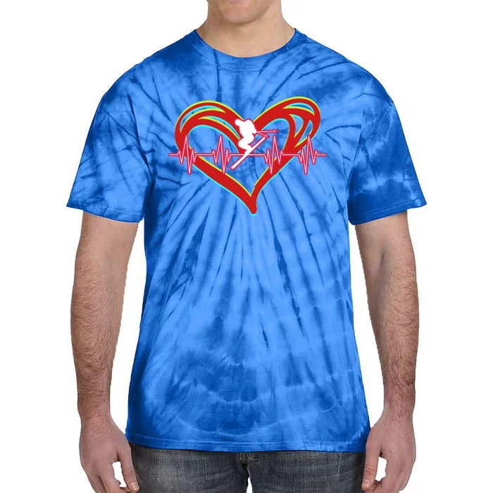 Snow Skiing Heartbeat Skiing Lover Adrenaline Junkie Gift Tie-Dye T-Shirt