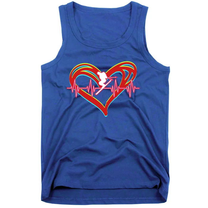 Snow Skiing Heartbeat Skiing Lover Adrenaline Junkie Gift Tank Top