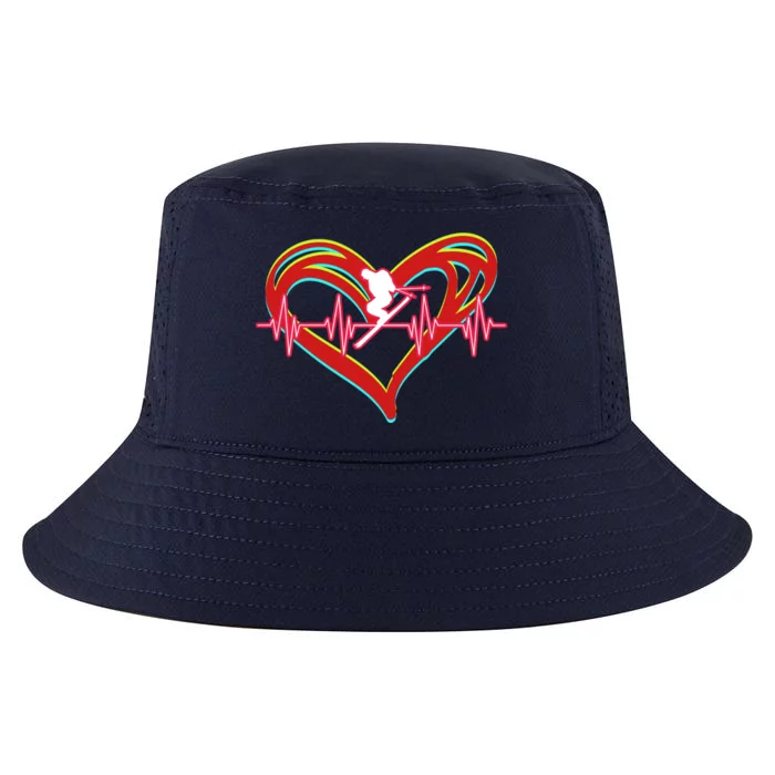 Snow Skiing Heartbeat Skiing Lover Adrenaline Junkie Gift Cool Comfort Performance Bucket Hat