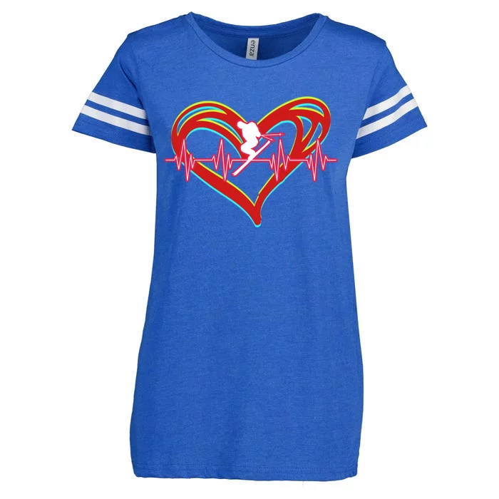 Snow Skiing Heartbeat Skiing Lover Adrenaline Junkie Gift Enza Ladies Jersey Football T-Shirt