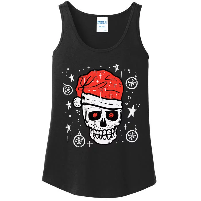 Skull Santa Hat Funny Christmas Xmas Ladies Essential Tank