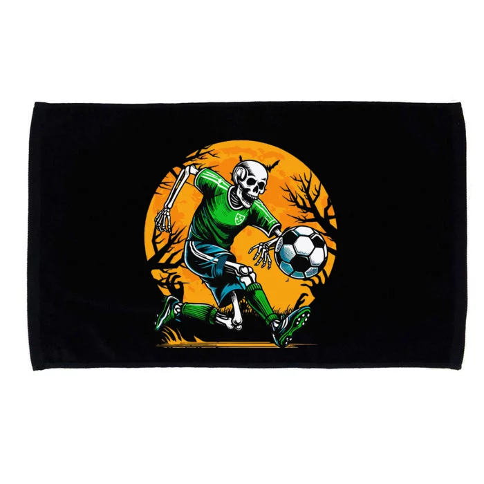 Soccer Skeleton Halloween Football Spooky Soccer Player Gift Microfiber Hand Towel