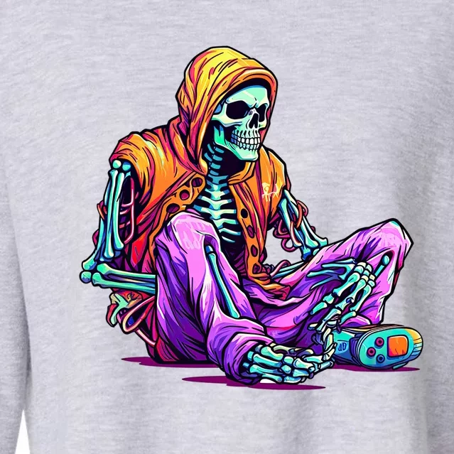 Spooky Skeleton Halloween Monster Thrills And Suspense Gift Cropped Pullover Crew