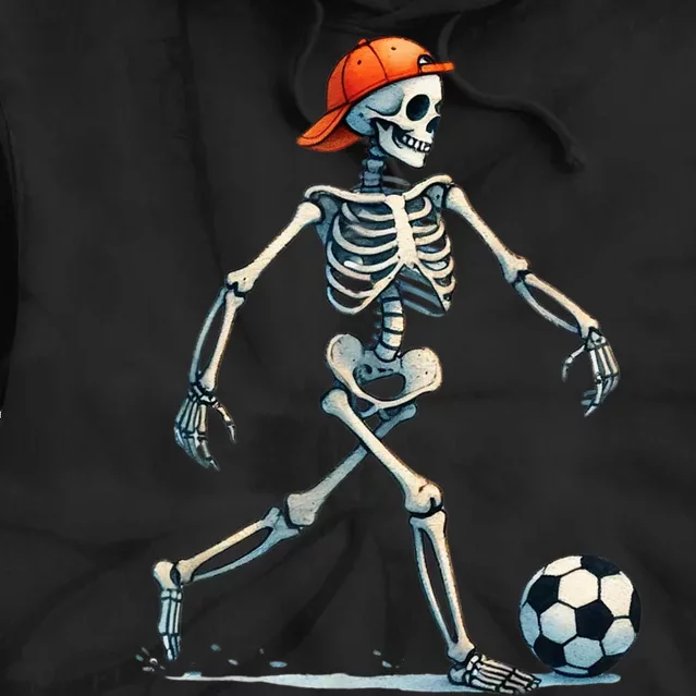 Skeleton Soccer Halloween Costume Funny Tie Dye Hoodie