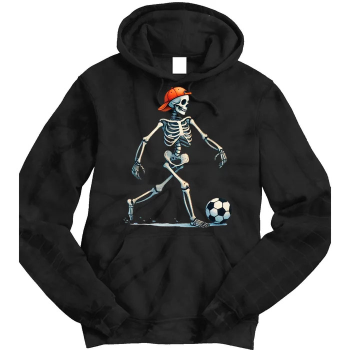 Skeleton Soccer Halloween Costume Funny Tie Dye Hoodie