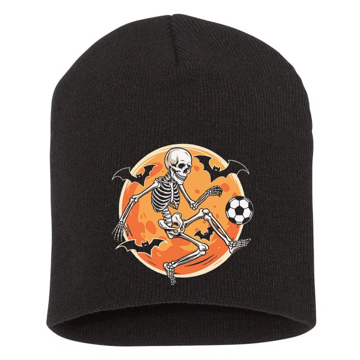 Soccer Skeleton Halloween Soccer Player Funny Gift Short Acrylic Beanie