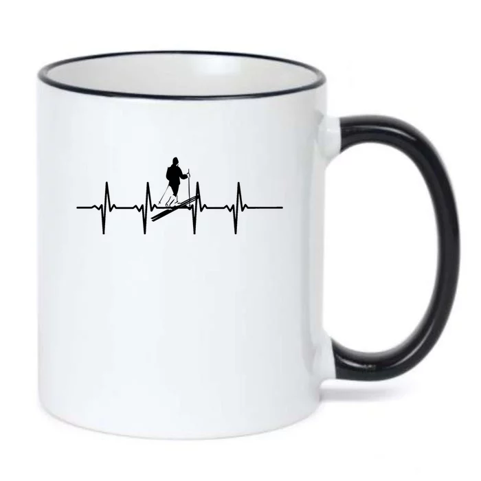 Ski Skiing Heartbeat Skier Gift Black Color Changing Mug