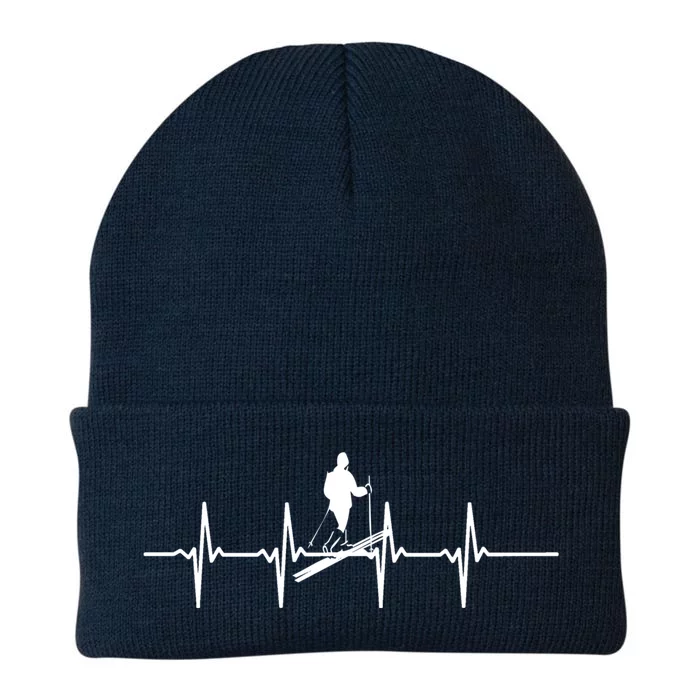 Ski Skiing Heartbeat Skier Gift Knit Cap Winter Beanie