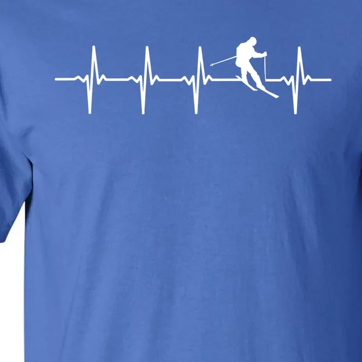 Skiing Ski Heartbeat Gift For Skiers Cool Gift Tall T-Shirt