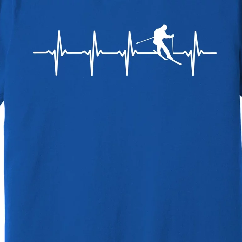 Skiing Ski Heartbeat Gift For Skiers Cool Gift Premium T-Shirt