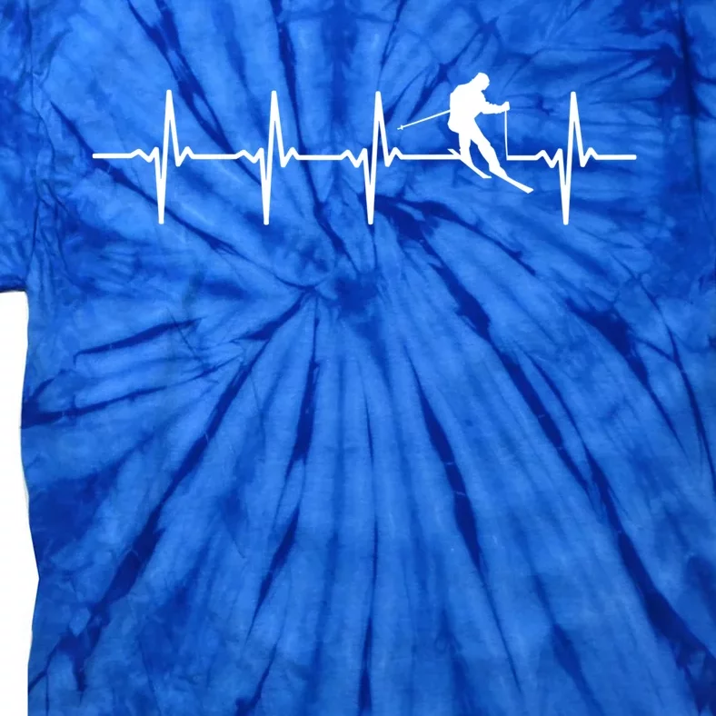 Skiing Ski Heartbeat Gift For Skiers Cool Gift Tie-Dye T-Shirt