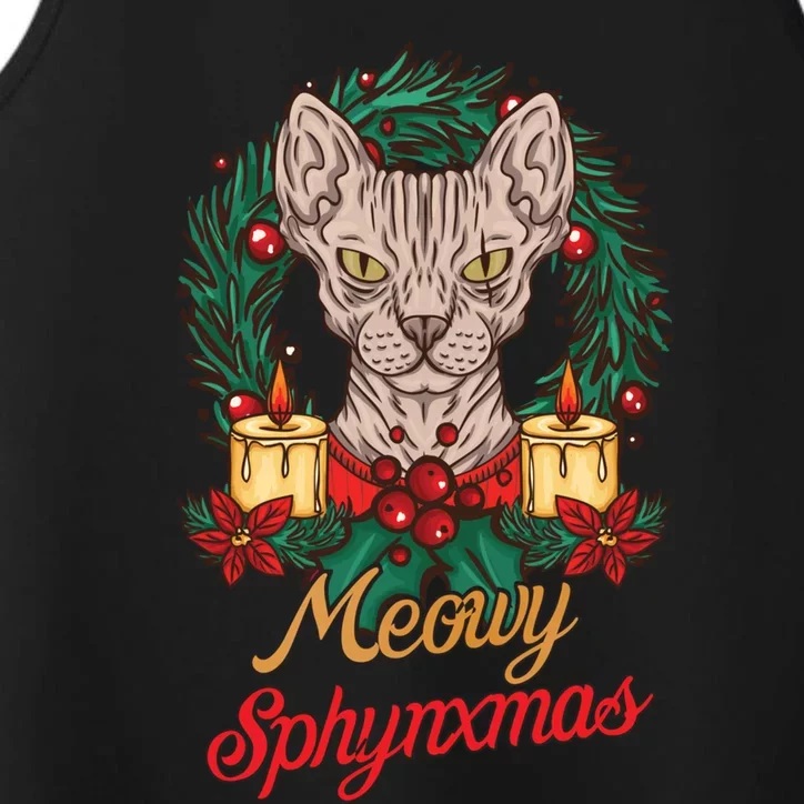 Santa Sphynx Hairless Cat Lovers Christmas Gift Funny Gift Performance Tank