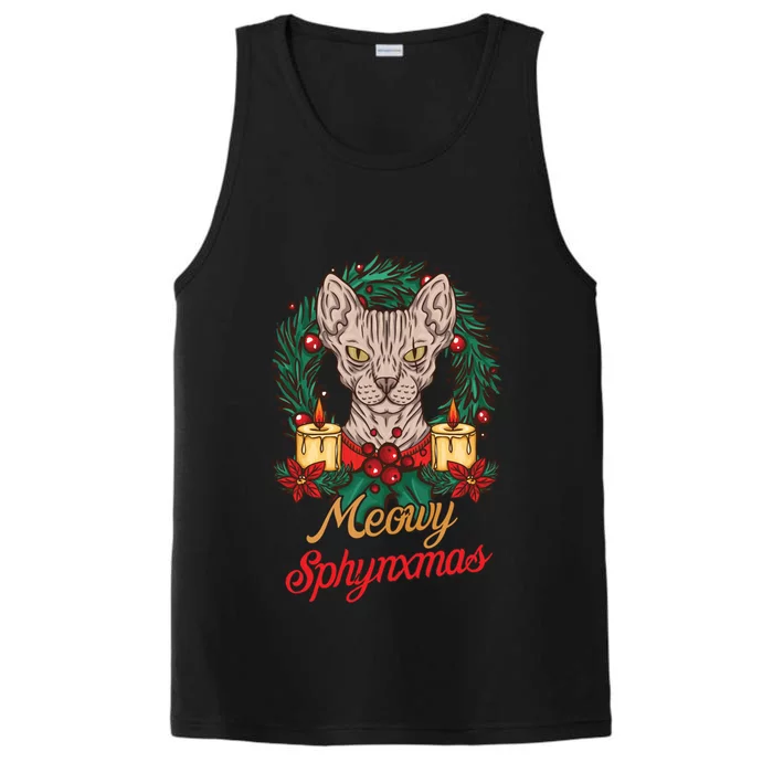 Santa Sphynx Hairless Cat Lovers Christmas Gift Funny Gift Performance Tank