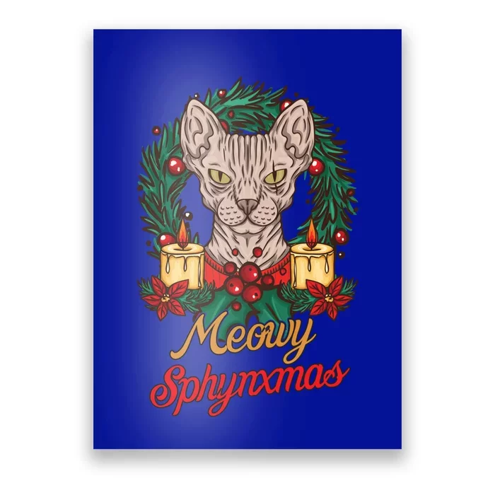 Santa Sphynx Hairless Cat Lovers Christmas Gift Funny Gift Poster