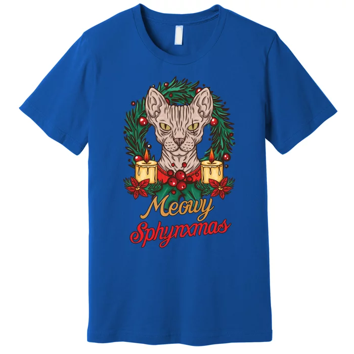 Santa Sphynx Hairless Cat Lovers Christmas Gift Funny Gift Premium T-Shirt