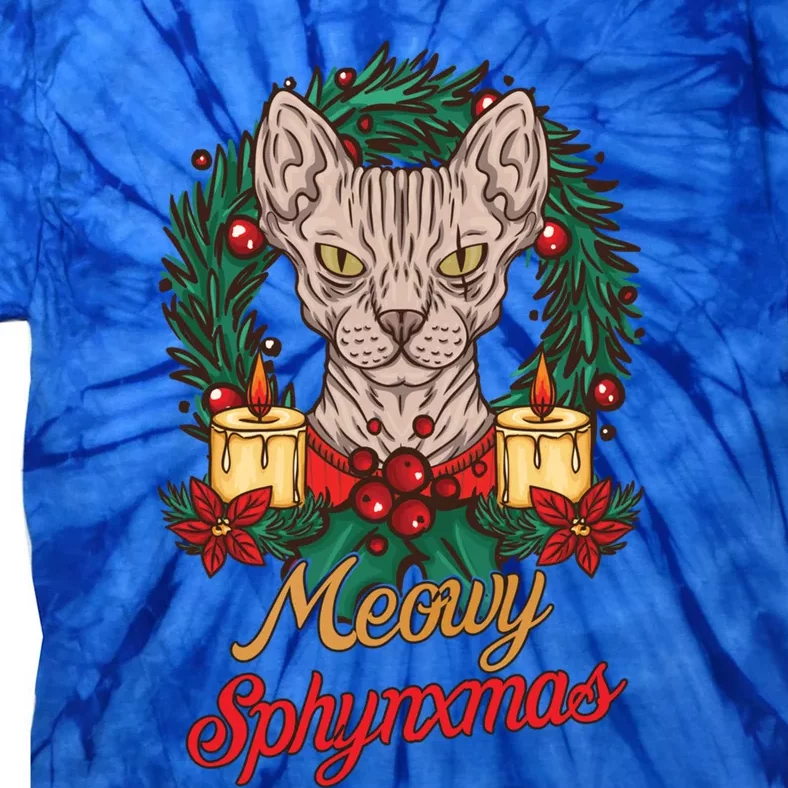 Santa Sphynx Hairless Cat Lovers Christmas Gift Funny Gift Tie-Dye T-Shirt