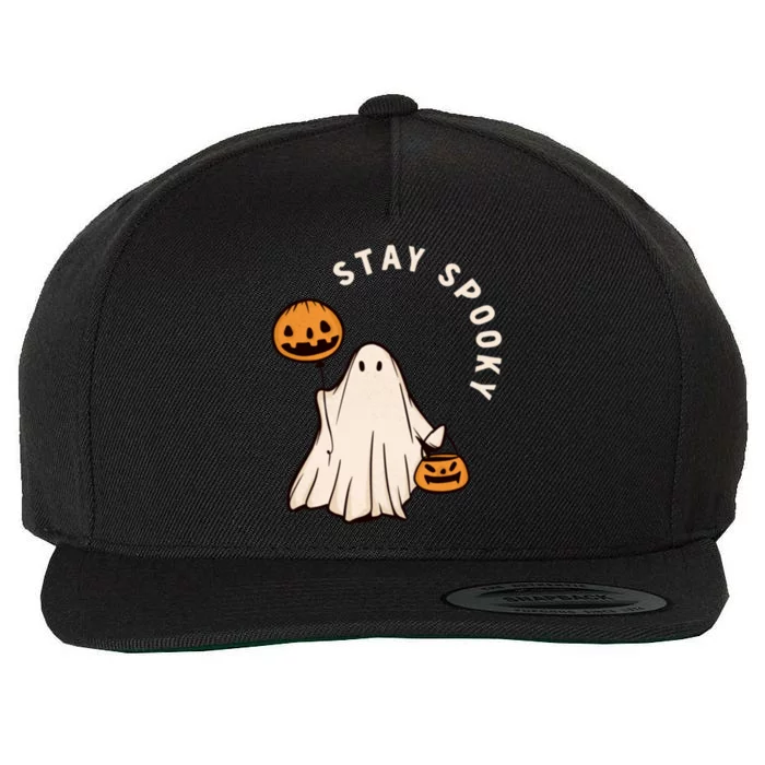 Stay Spooky Halloween Retro Spooky Season Fall Vibes Ghost Gift Wool Snapback Cap