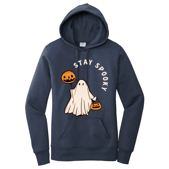 Stay Spooky Halloween Retro Spooky Season Fall Vibes Ghost Gift Women's Pullover Hoodie