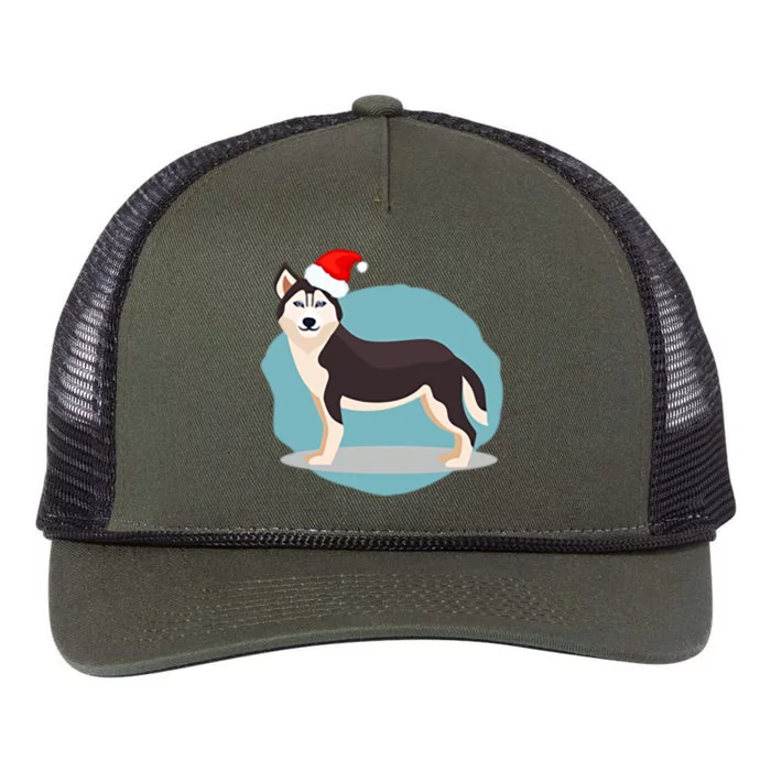 Santa Siberian Husky In Pocket Christmas Husky Lover Cool Gift Retro Rope Trucker Hat Cap