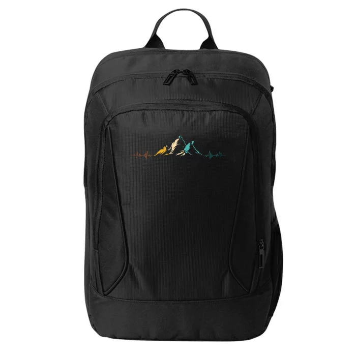 Ski Skis Heartbeat Mountains Retro Skiing Ecg Meaningful Gift City Backpack