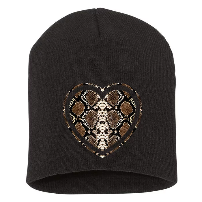 Snake Skin Heart Animal Short Acrylic Beanie