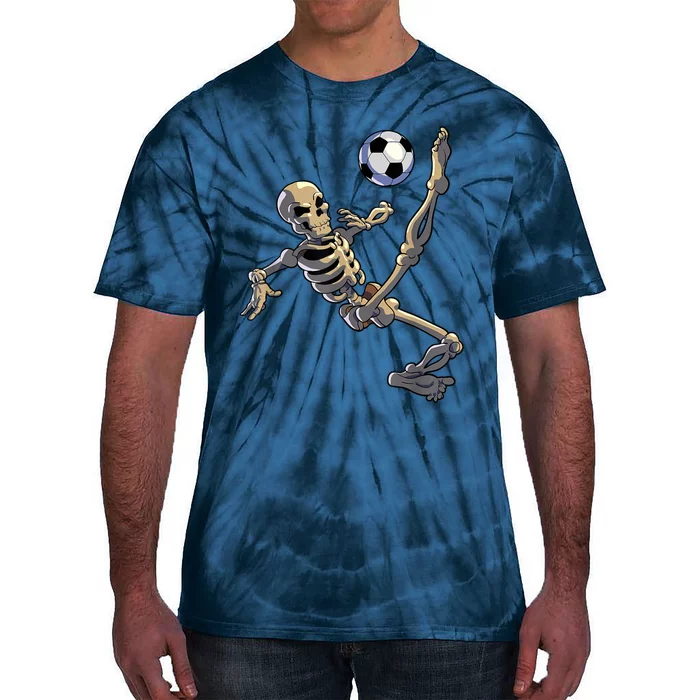 Soccer Skeleton Halloween Soccer Bicycle Kick Tie-Dye T-Shirt