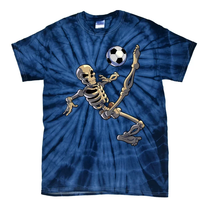 Soccer Skeleton Halloween Soccer Bicycle Kick Tie-Dye T-Shirt