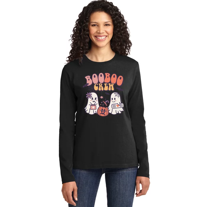 Spooky Squad Haunting Halloween Ghosts for Medical Heroes Ladies Long Sleeve Shirt