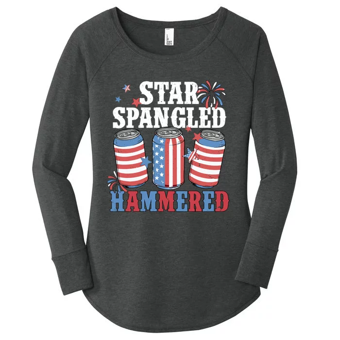 Star Spangled Hammered 4th Of July Women's Perfect Tri Tunic Long Sleeve Shirt