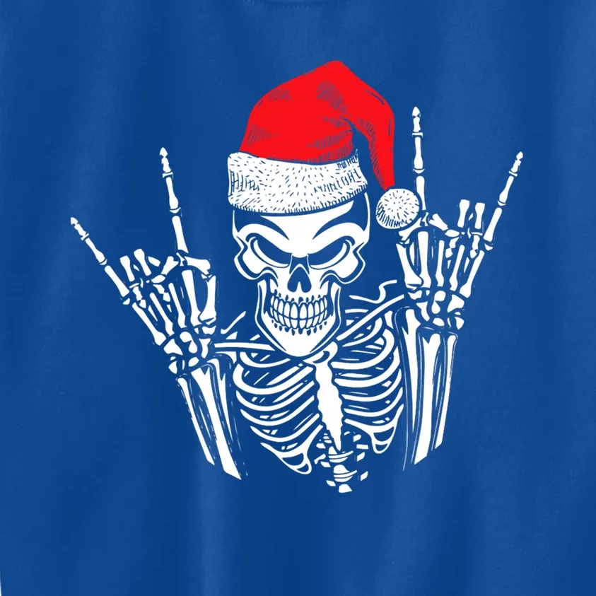 Skeleton Santa Hat Rock And Roll Hand Cool Christmas Xmas Gift Kids Sweatshirt