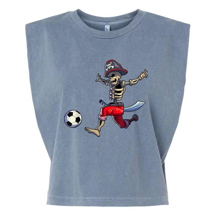 Soccer Skeleton Halloween Boy Soccer Pirate Halloween Garment-Dyed Women's Muscle Tee