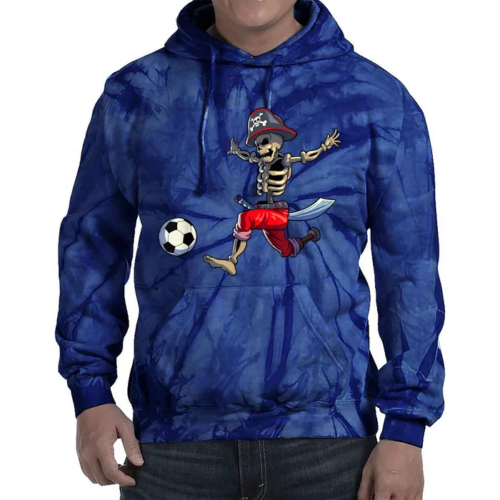 Soccer Skeleton Halloween Boy Soccer Pirate Halloween Tie Dye Hoodie