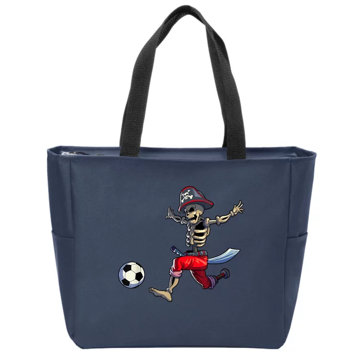 Soccer Skeleton Halloween Boy Soccer Pirate Halloween Zip Tote Bag