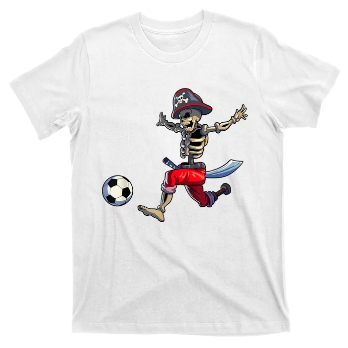 Soccer Skeleton Halloween Boy Soccer Pirate Halloween T-Shirt