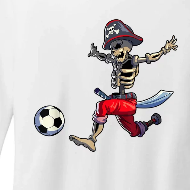 Soccer Skeleton Halloween Boy Soccer Pirate Halloween Womens CVC Long Sleeve Shirt